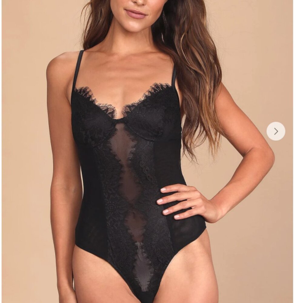 Lulu's black lace bodysuit